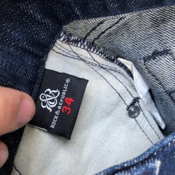 Rock & Republic Embroidered Jeans Size 34 Blue - Picture 6 of 8